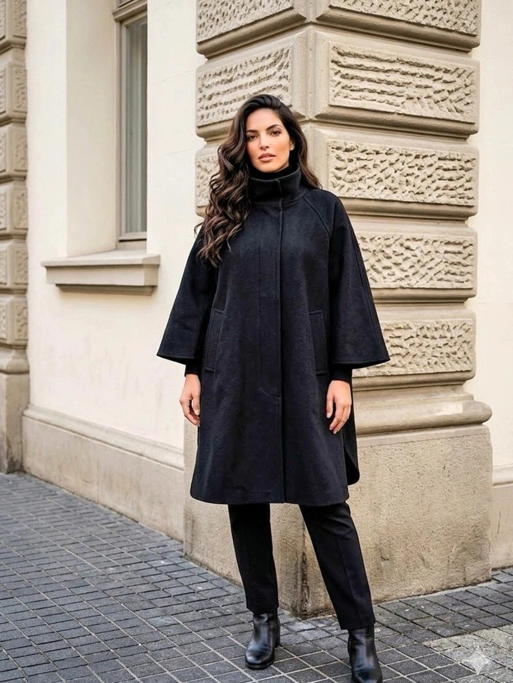 NWT Zara ZW Collection Wool Blend Cape Limited Edition in black